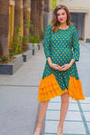 Forest Green Maternity & Nursing Dress MOMZJOY.COM