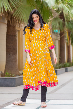 Blue Kalidaar Maternity & Nursing Anarkali Gown with Dupatta