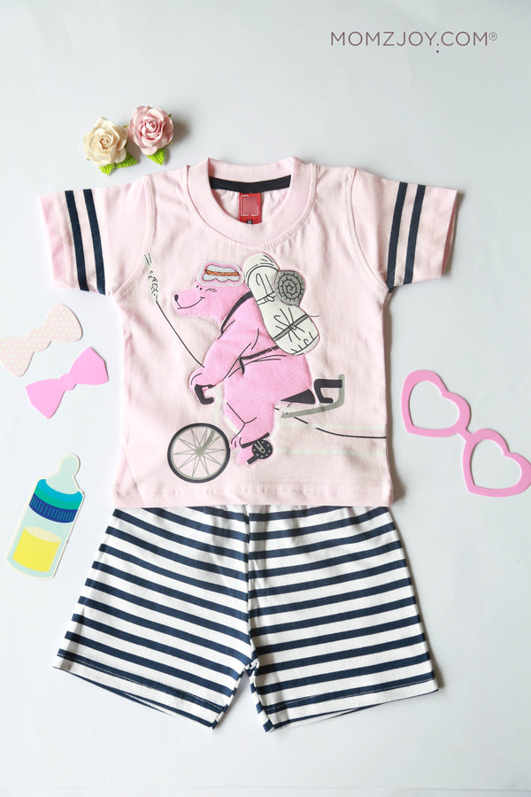 Pink Dinosaur Shorts Set (0-18m)