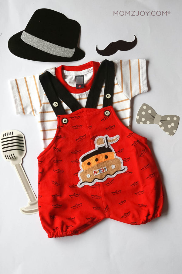 Red Ahoy Unisex Shorts Set (0-18m)