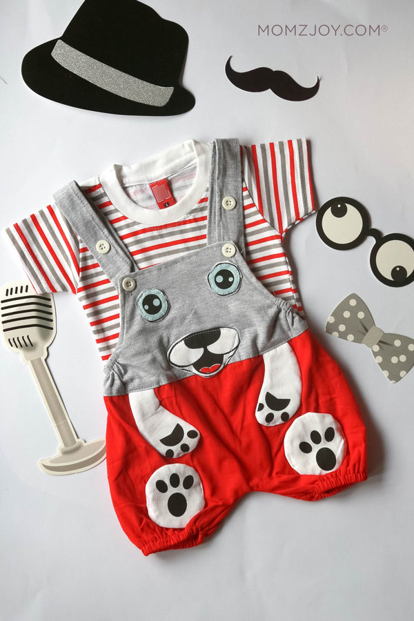 Red Puppy Dungaree Set (0-18m)