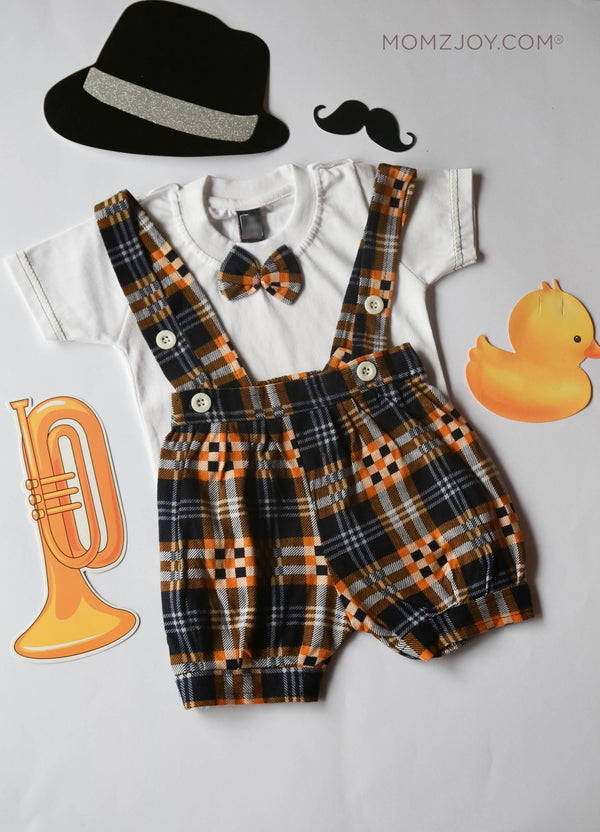 Orange Check Shorts Set (0-18m)