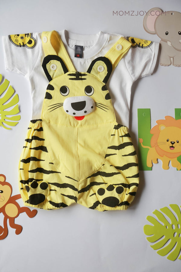 Yellow Tiger Dungaree Set (0-18m)