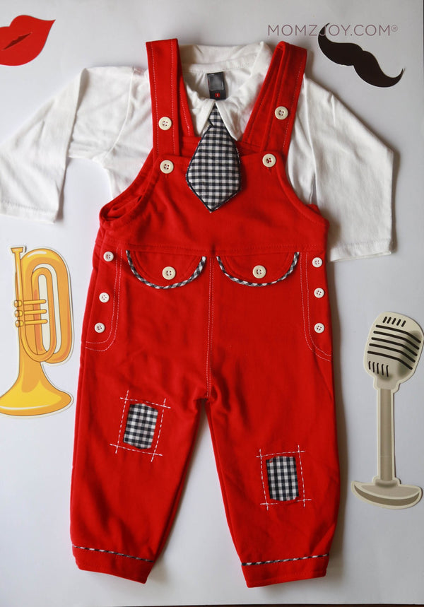 Red Tie Dungaree Set (0-18m)