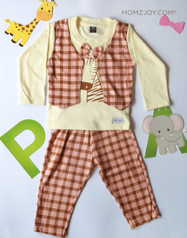 Peach Check Baby African Safari Set (0-18m) MOMZJOY.COM