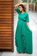 Luxe Forest Green Bubble Georgette Maternity Dress momzjoy.com