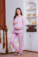 Pink Chime Maternity Night Suit Set momzjoy.com