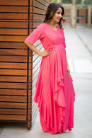 Luxe Pink Blush Bubble Georgette Maternity Dress - MOMZJOY.COM