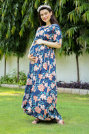 Mermaid Floral Maternity & Nursing Wrap Dress momzjoy.com