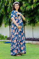 Mermaid Floral Maternity & Nursing Wrap Dress momzjoy.com