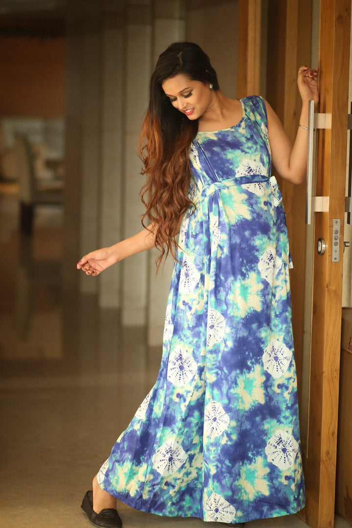 Sea Breeze Maternity & Nursing Maxi Dress - MOMZJOY.COM