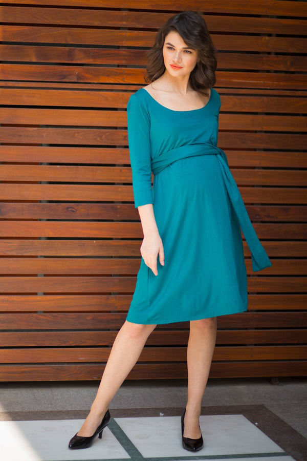 Emerald Green Lift Up Nursing & Maternity Dress MOMZJOY.COM