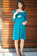 Emerald Green Lift Up Nursing & Maternity Dress MOMZJOY.COM