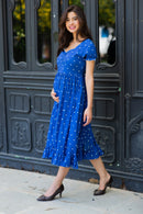 Winsome Blue Sprinkle Maternity Dress momzjoy.com