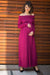 Classic Wine Cowl Neck Off-shoulder Lycra Maternity Maxi Dress momzjoy.com
