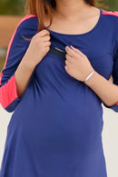 Navy Blue Chic Maternity & Nursing Dress momzjoy.com