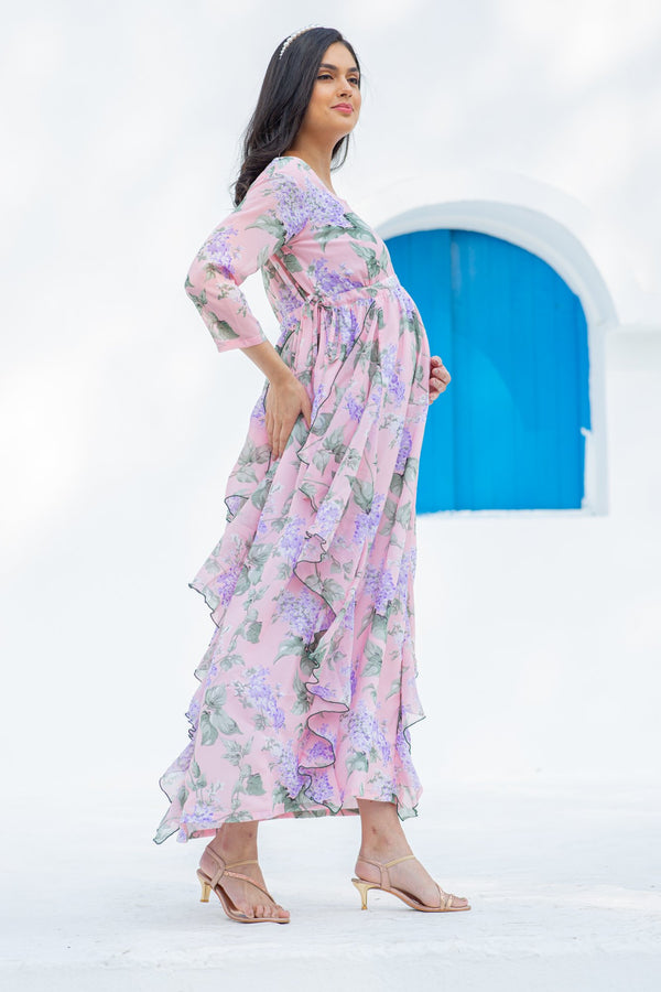 Serene Blossom Maternity & Nursing Flow Dress