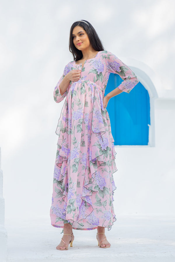 Serene Blossom Maternity & Nursing Flow Dress