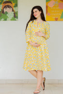 Butter Yellow Maternity & Nursing Dress momzjoy.com
