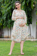 Serene Maternity & Nursing Dual Cowl Dress Kurta momzjoy.com