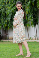 Serene Maternity & Nursing Dual Cowl Dress Kurta momzjoy.com
