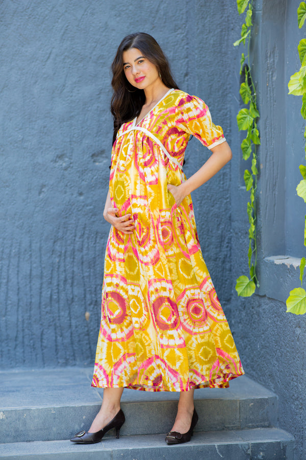 Loom Chic Boho Maternity Maxi Dress momzjoy.com