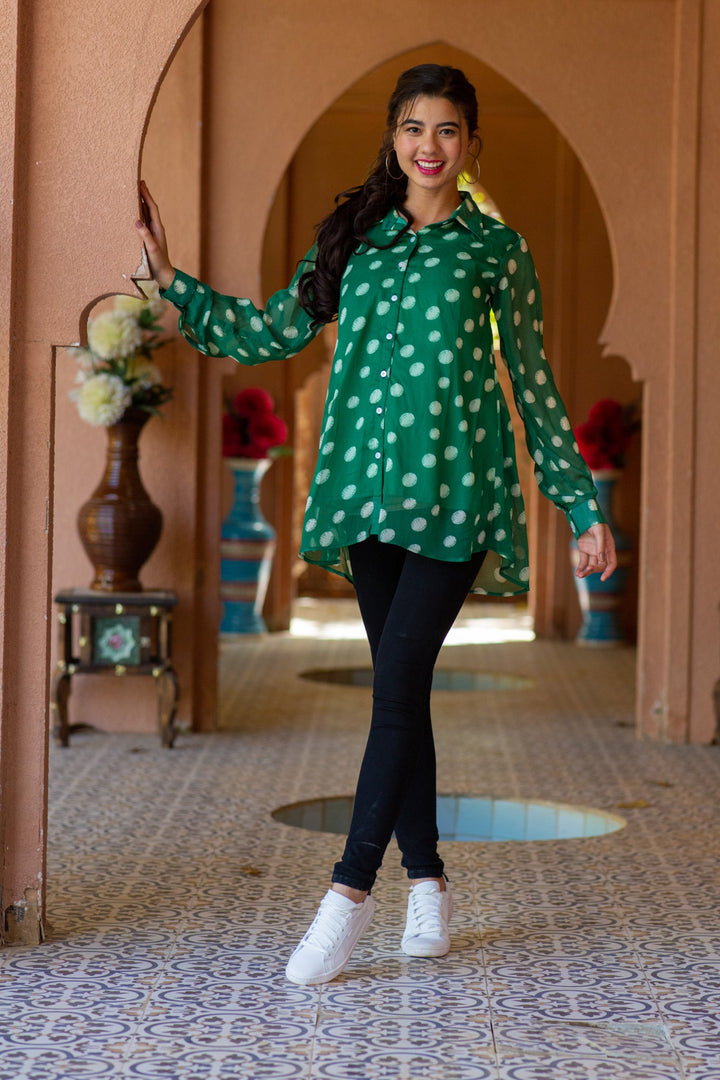 Emerald Maternity and Nursing Polka Shirt momzjoy.com