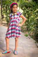 Magenta Plaid Collared Dress (1 year to 8 years) - MOMZJOY.COM