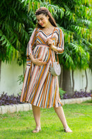 Multi Striped Pocket Maternity & Nursing Dress momzjoy.com