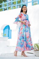 Colorful Snow White Maternity & Nursing Frill Dress momzjoy.com