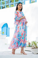 Colorful Snow White Maternity & Nursing Frill Dress momzjoy.com
