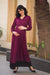 Elegant Mulberry Wine Front Wrap Maternity & Nursing Dress momzjoy.com
