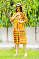 Canary Stripe Maternity & Nursing Dress MOMZJOY.COM