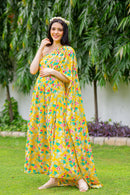 Luxe Cheery One Shoulder Floral Maternity Gown MOMZJOY.COM
