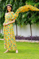 Luxe Cheery One Shoulder Floral Maternity Gown MOMZJOY.COM