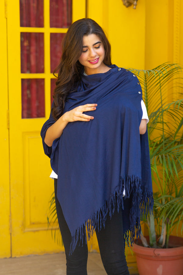 Versatile Blue Fringe Nursing Stole momzjoy.com