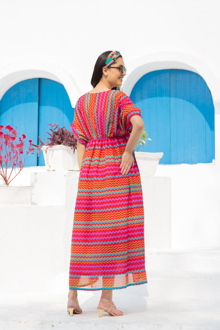 Vivacious Colorful Maternity Kaftan Dress momzjoy.com