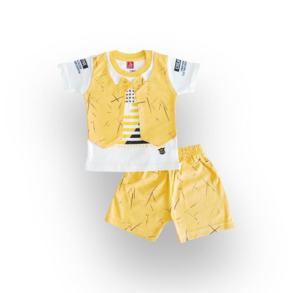 Yellow Dash Bow Shorts Set (0-18m)