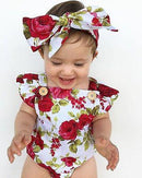 Burgundy Floral Romper and Headband (4-24 months) MOMZJOY.COM