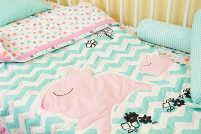 Pink Piggy -  5 Pcs Bedding Set MOMZJOY.COM