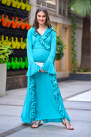Sky Blue Stretchable Maternity Dress MOMZJOY.COM