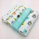 100% Cotton Teal Grey Elephant Baby Swaddles (Set of Four) - MOMZJOY.COM