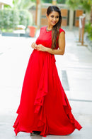 Luxe Candy Red Cascading Maternity Dress momzjoy.com