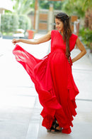 Luxe Candy Red Bubble Georgette Maternity Dress momzjoy.com