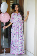 Spring Floral Luxe Maternity Maxi Dress MOMZJOY.COM