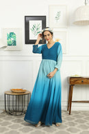 Paradise Blue Monochromatic Maternity Flow Maxi Dress momzjoy.com