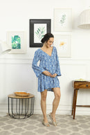 Breezy Intricate Blue Floral Maternity Knee Dress momzjoy.com