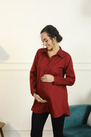 Enduring Maghony Maternity and Nursing Shirt (100% Cotton) momzjoy.com