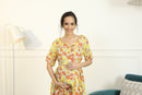 Miami Comfy Flower Pop Maternity & Nursing Concealed Zips Night Dress momzjoy.com