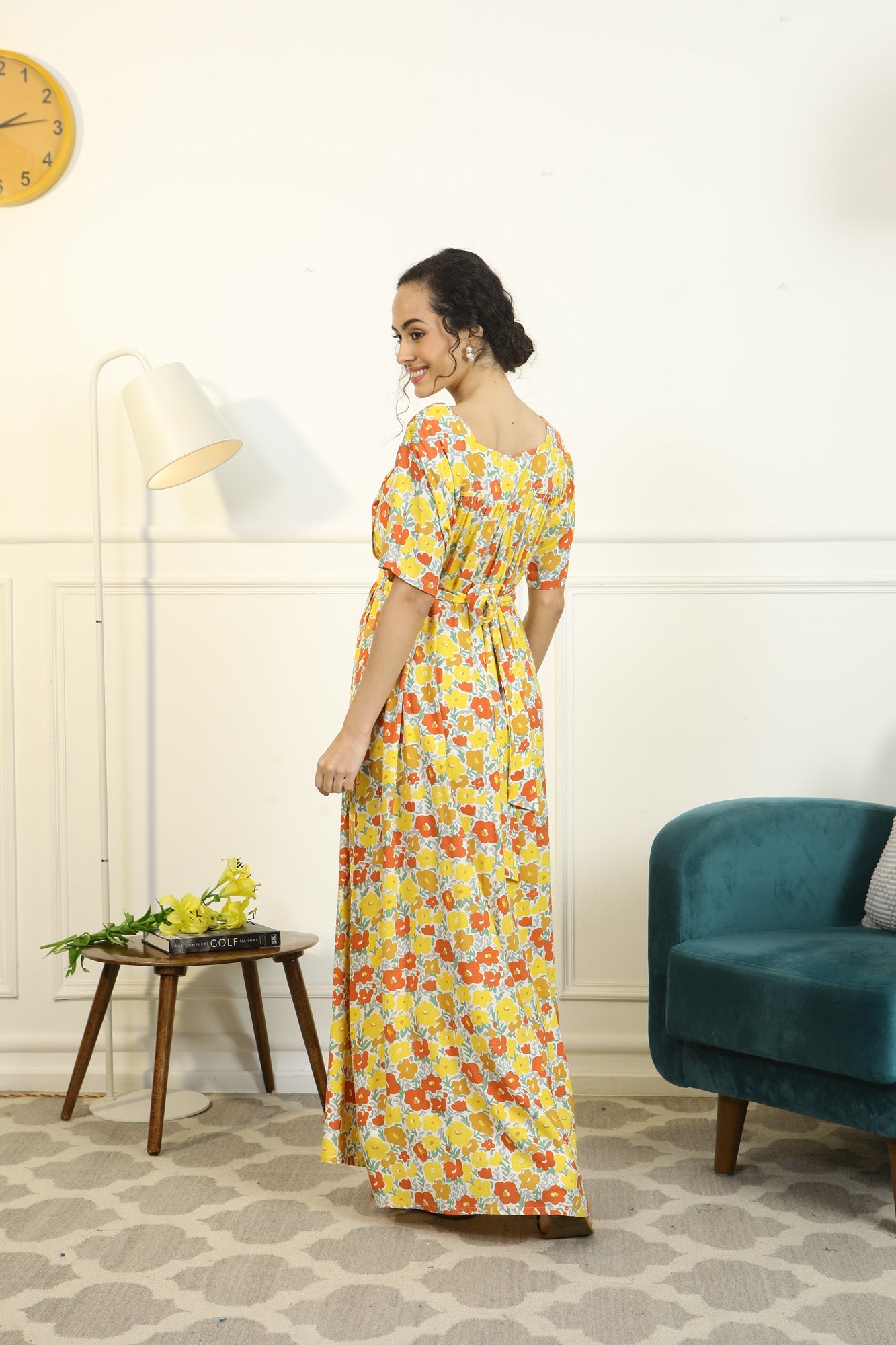 Buy Zivame Maternity Floral Pop Woven Knee Length Nightdress